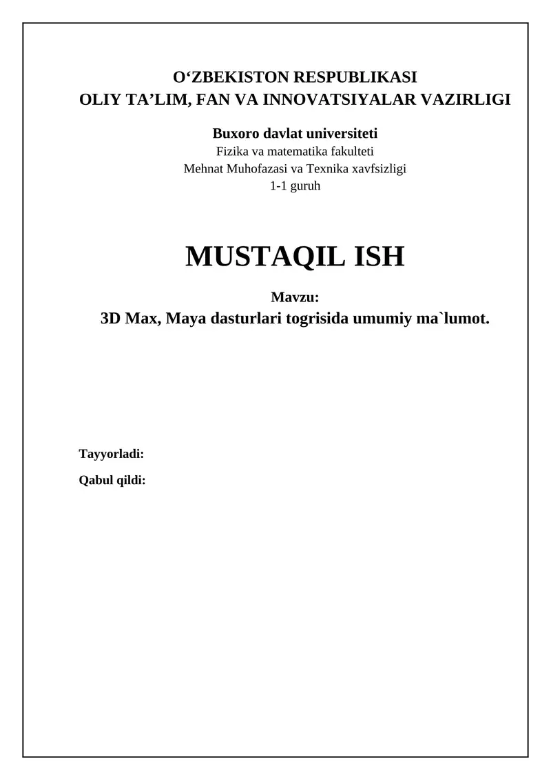 3D Max va Maya: Asosiy tushunchalar va imkoniyatlar