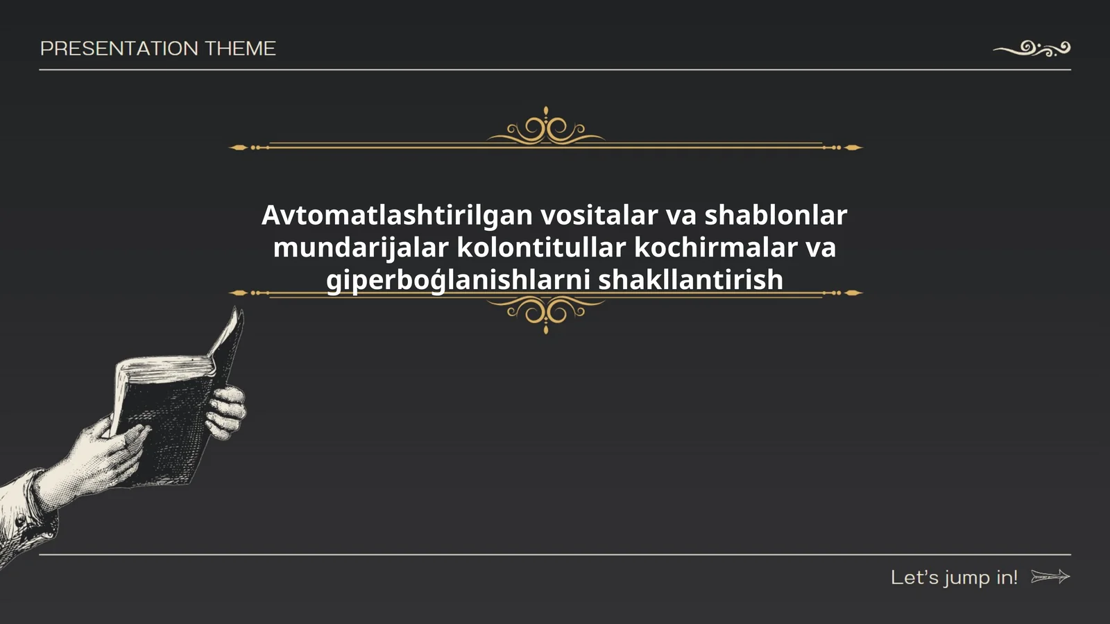 Avtomatlashtirilgan vositalar va shablonlar mundarijalar kolontitullar kochirmalar va giperboģlanishlarni shakllantirish