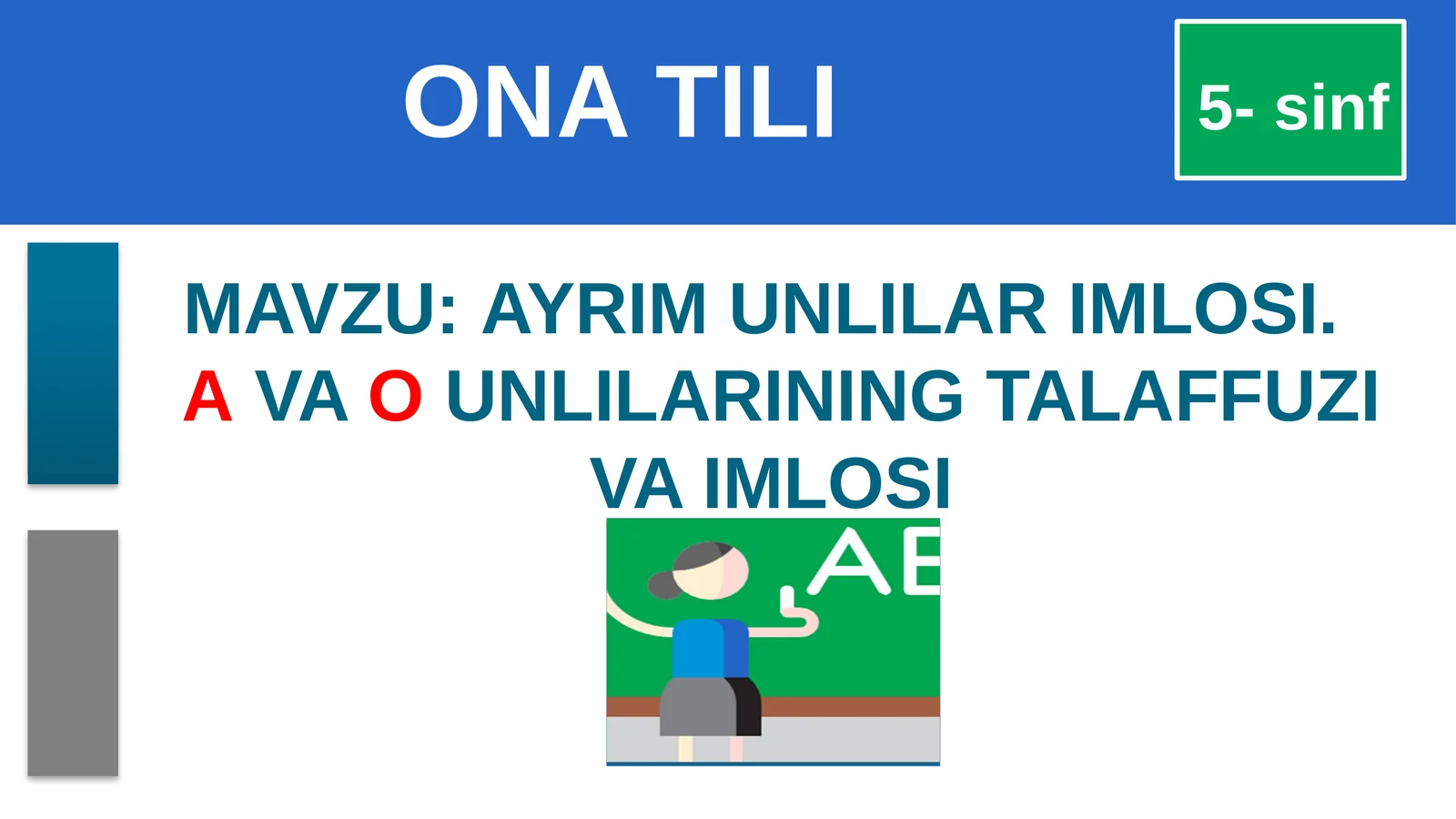 AYRIM UNLILAR IMLOSI.AVAOUNLILARINING TALAFFUZI VA IMLOSI