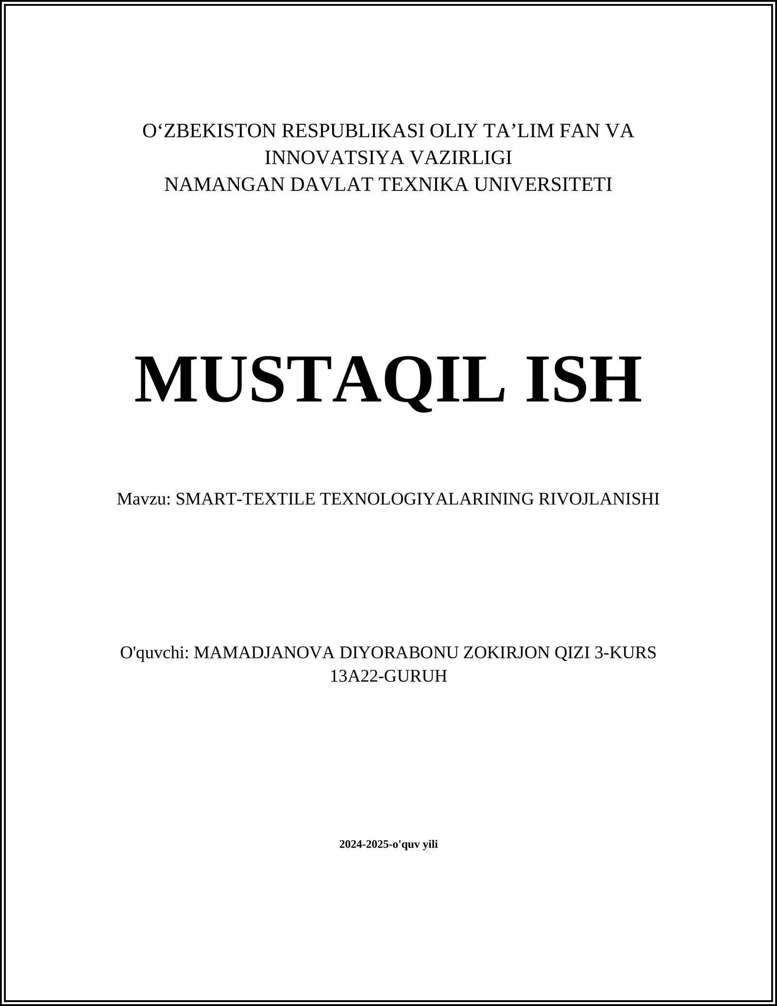 SMART-TEXTILE TEXNOLOGIYALARINING RIVOJLANISHI