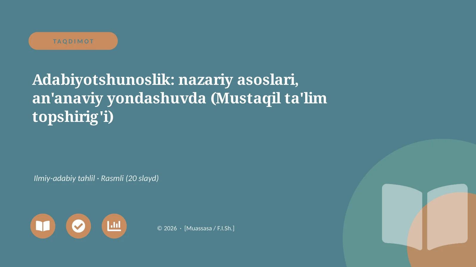 Adabiyotshunoslik: nazariy asoslari, an'anaviy yondashuvda (Mustaqil ta'lim topshirig'i)
