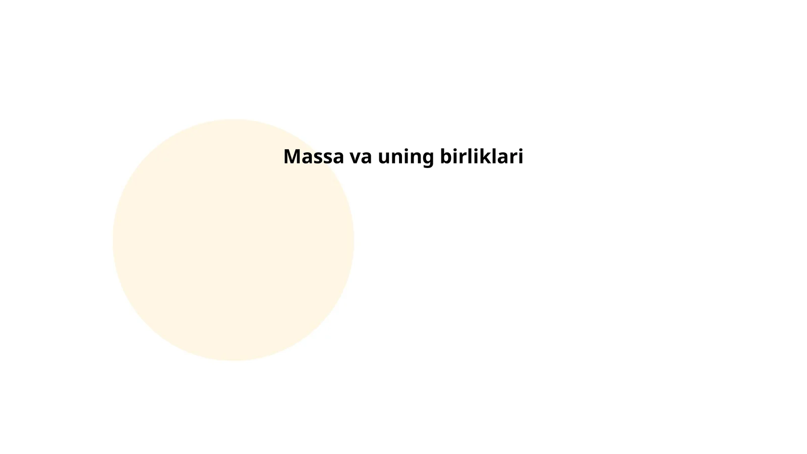 Massa va uning birliklari