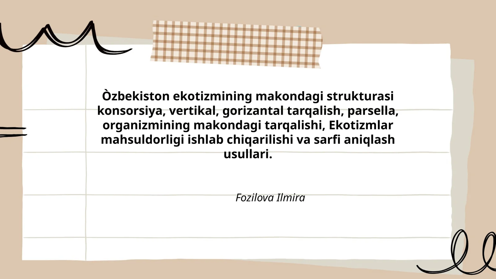 Òzbekiston ekotizmining makondagi strukturasi