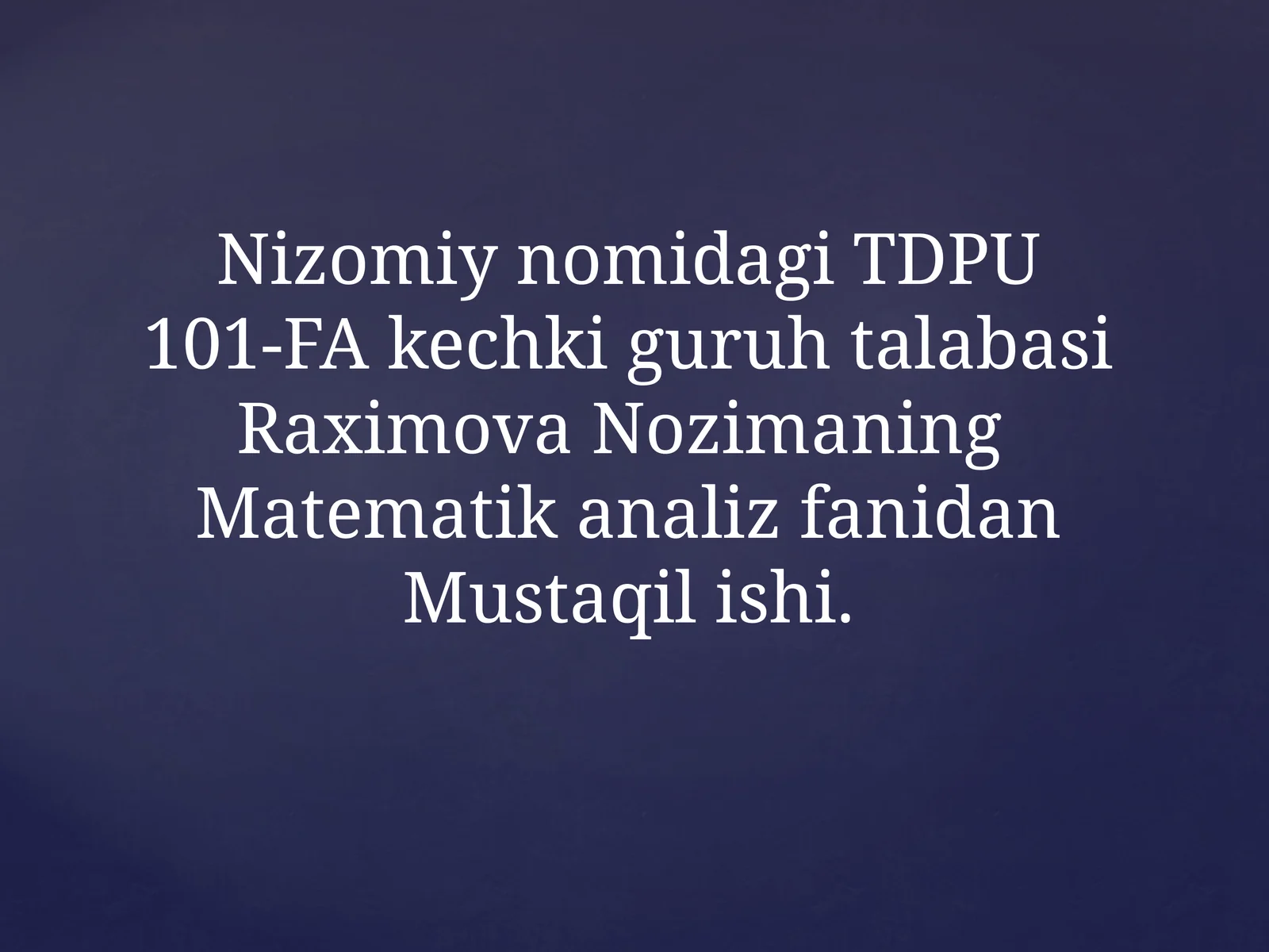 Nizomiynomidagi TDPU101-F