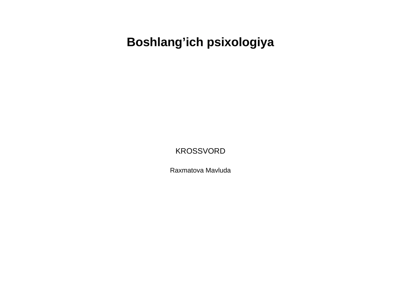 Boshlang’ich psixologiya