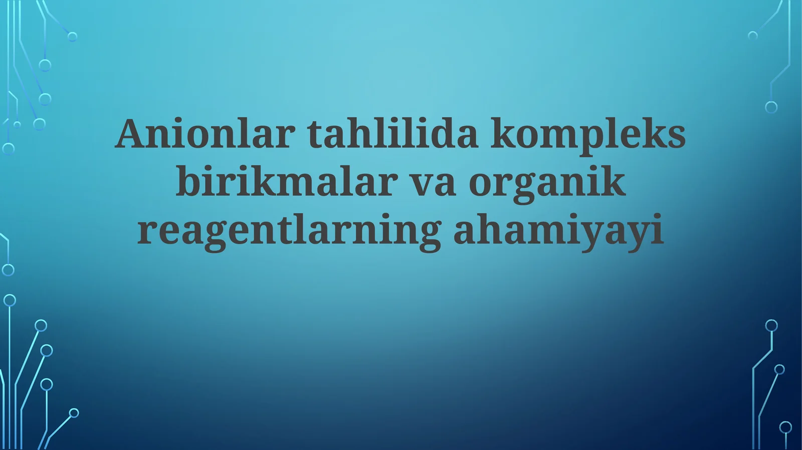 Kompleks birikmalar va organik reagentlar