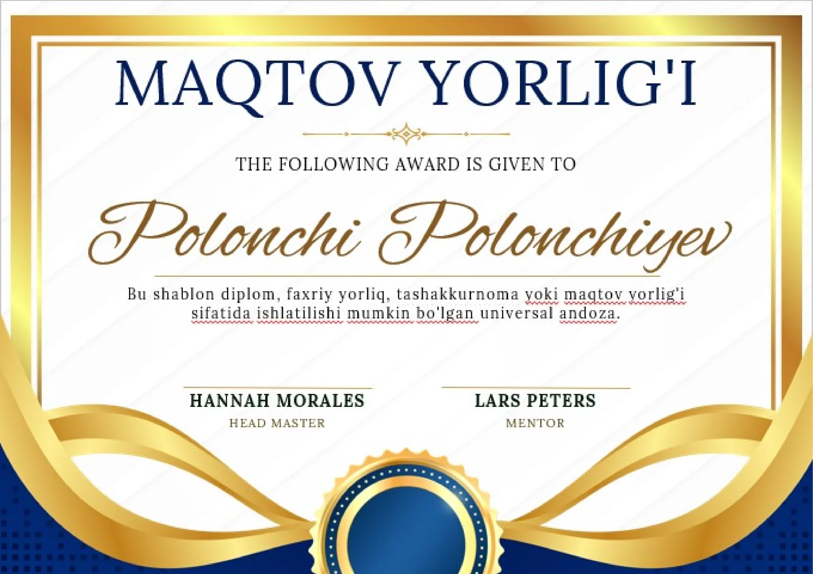 MAQTOV YORLIG'I