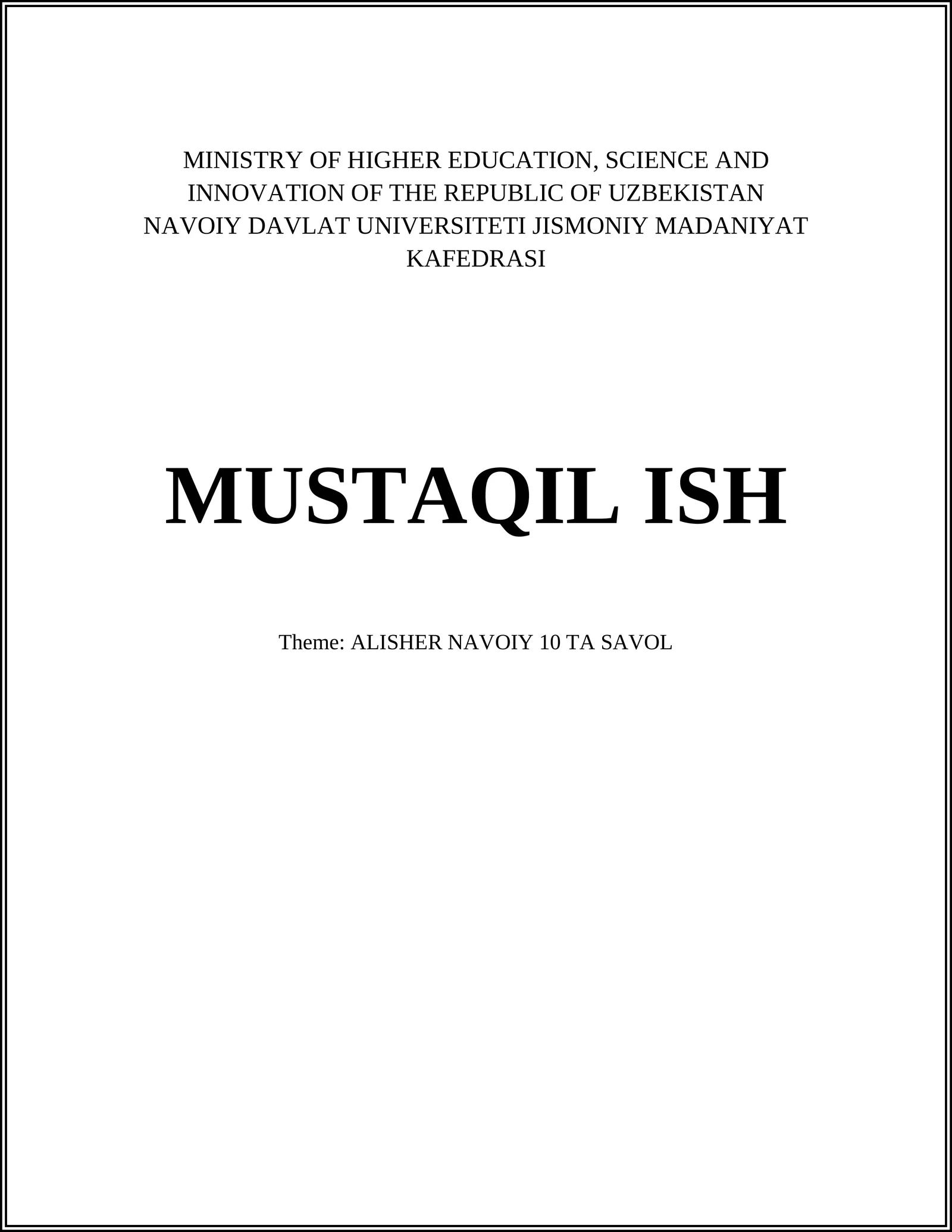 ALISHER NAVOIY 10 TA SAVOL