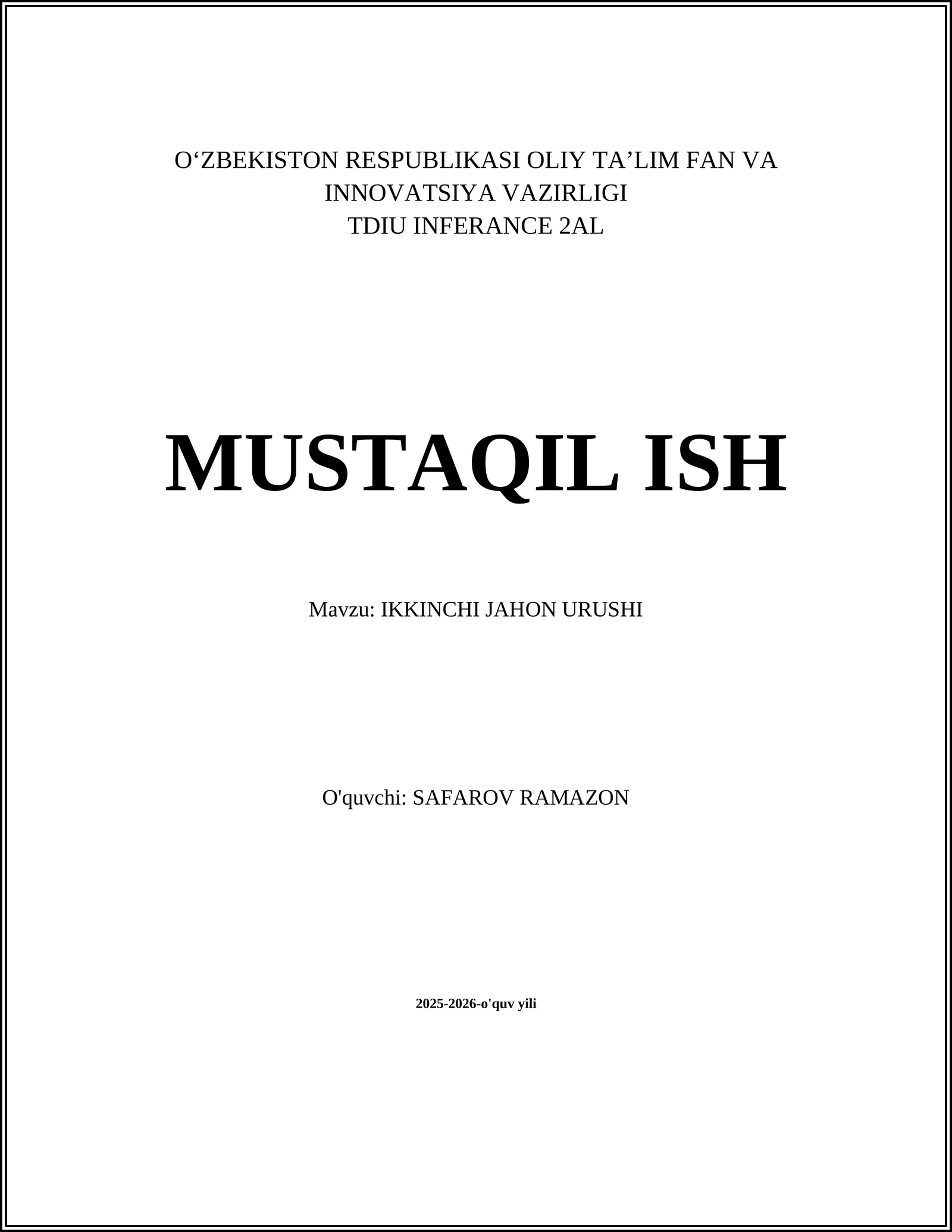 IKKINCHI JAHON URUSHI