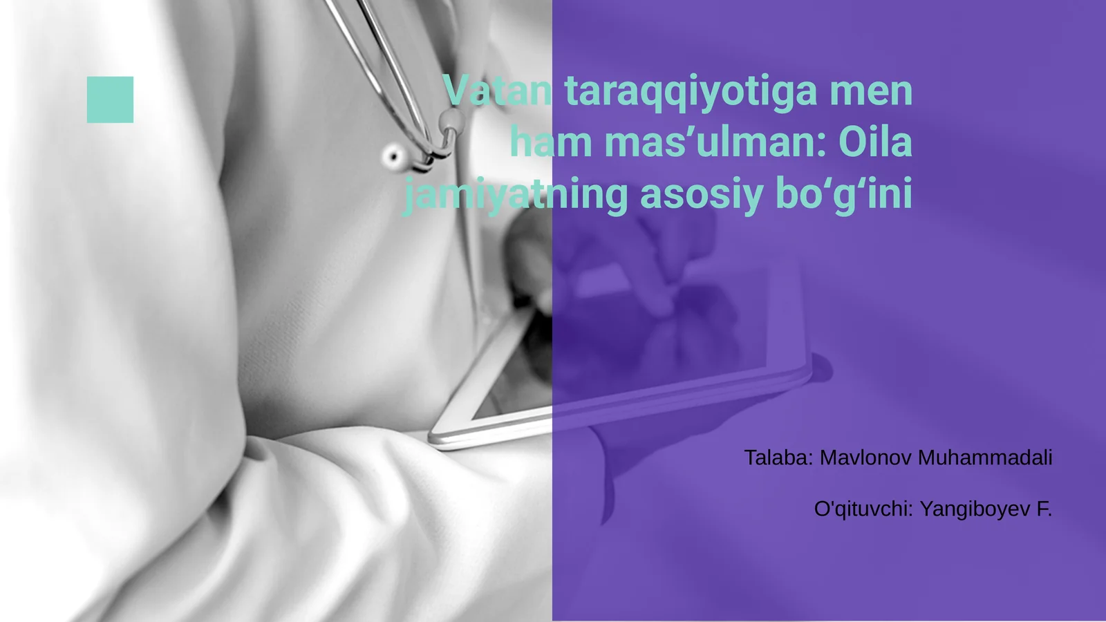 Vatan taraqqiyotiga men ham masʼulman: Oila jamiyatning asosiy boʻgʻini