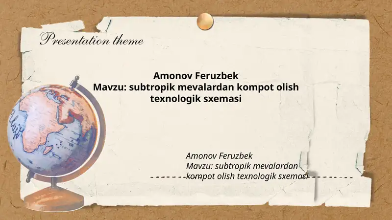 subtropik mevalardan kompot olish texnologik sxemasi