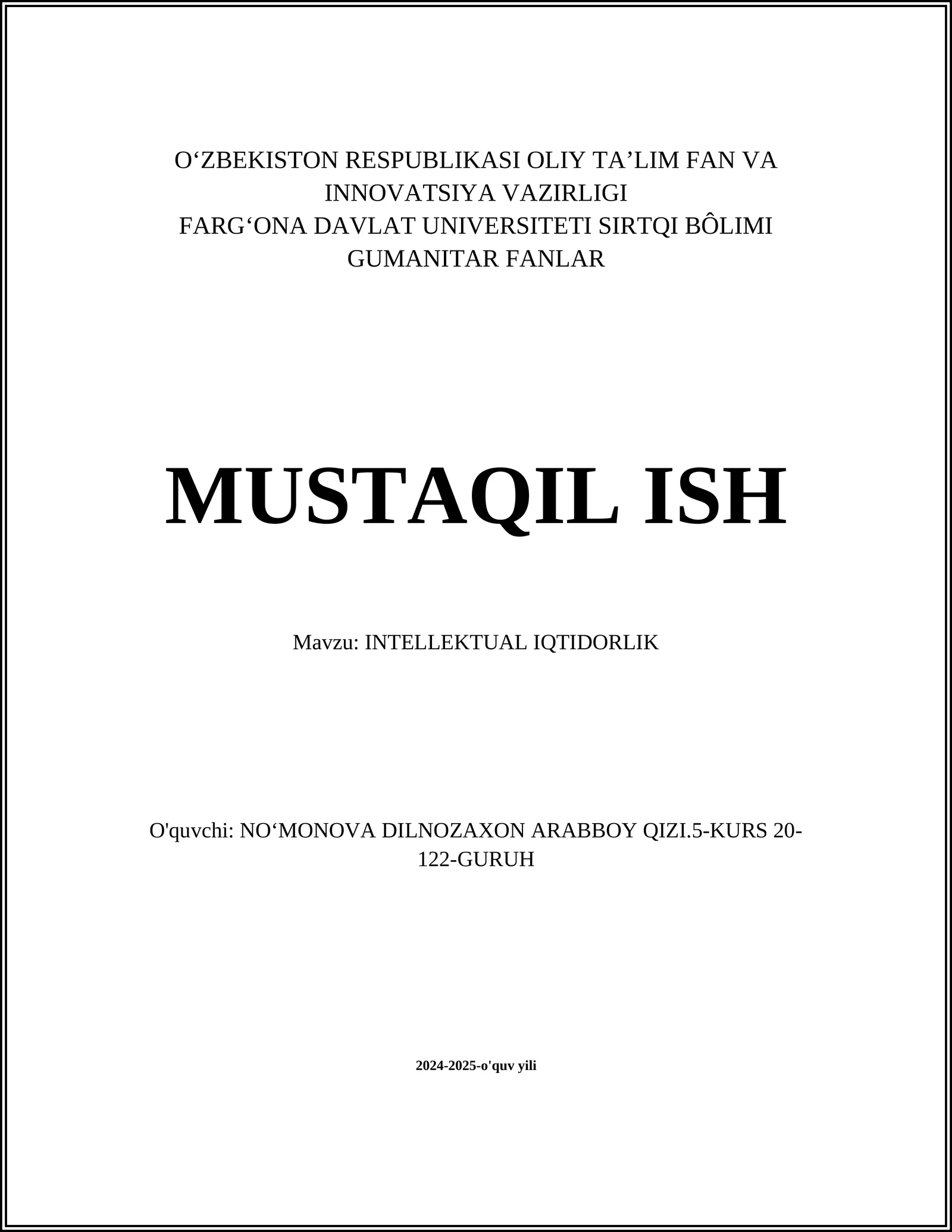 INTELLEKTUAL IQTIDORLIK