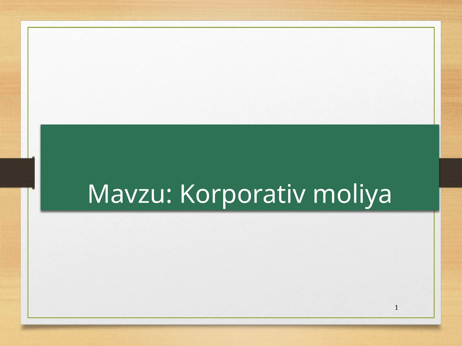 Korporativ moliya