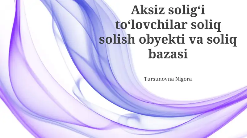 Soliq to'lovchilarning soliq obyektlari