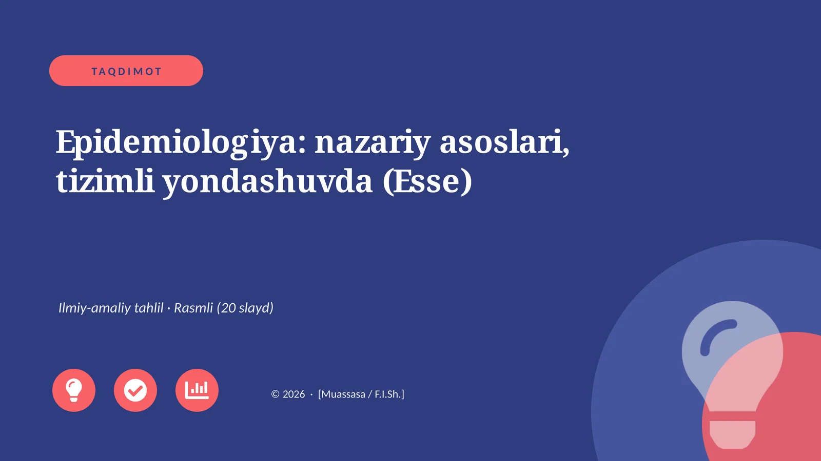 Epidemiologiya: nazariy asoslari, tizimli yondashuvda (Esse)