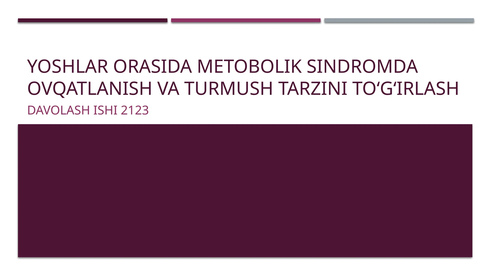 Ovqatlanishnito‘g‘irlash(dietoterapiya)