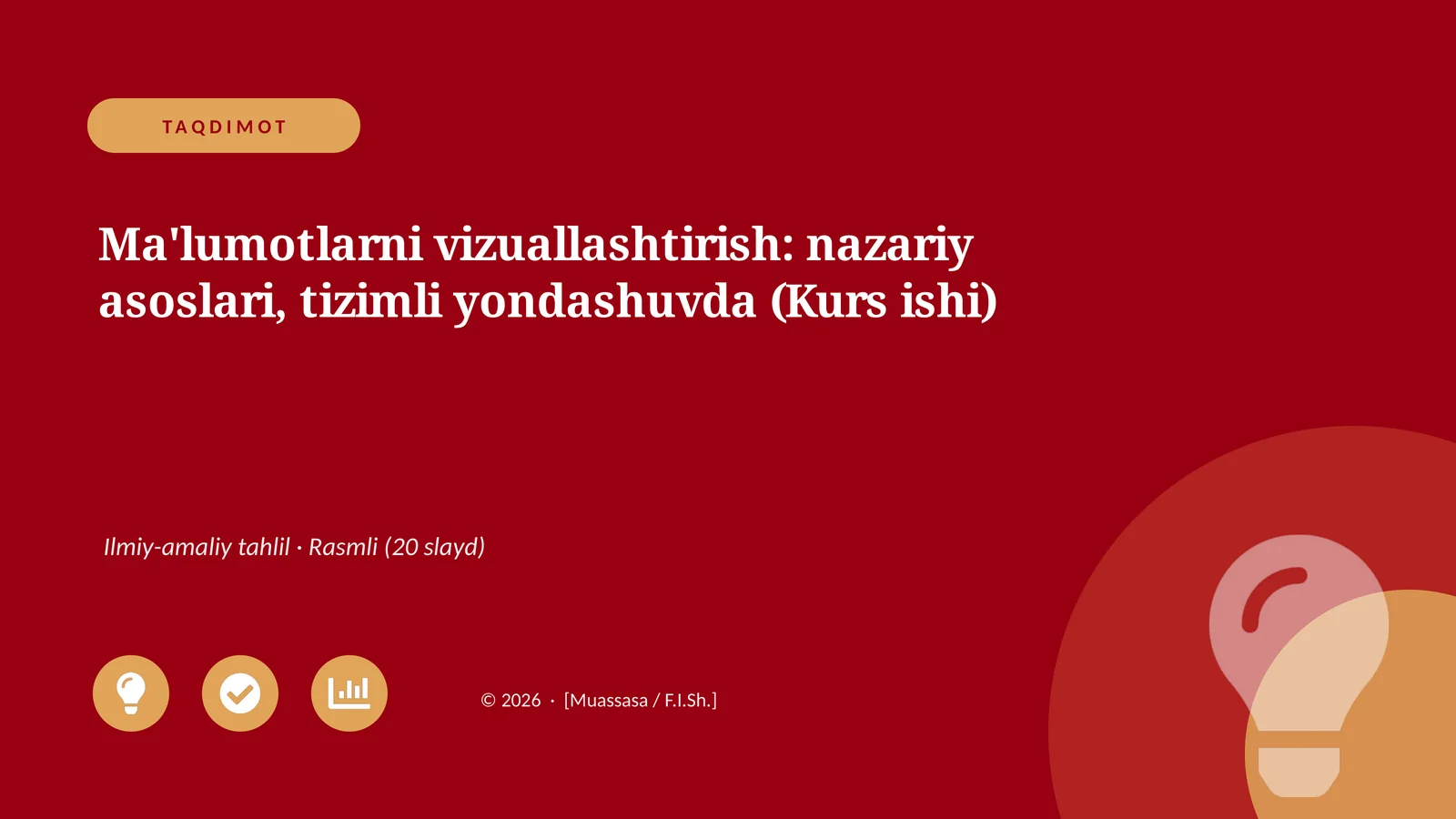 Ma'lumotlarni vizuallashtirish: nazariy asoslari, tizimli yondashuvda (Kurs ishi)
