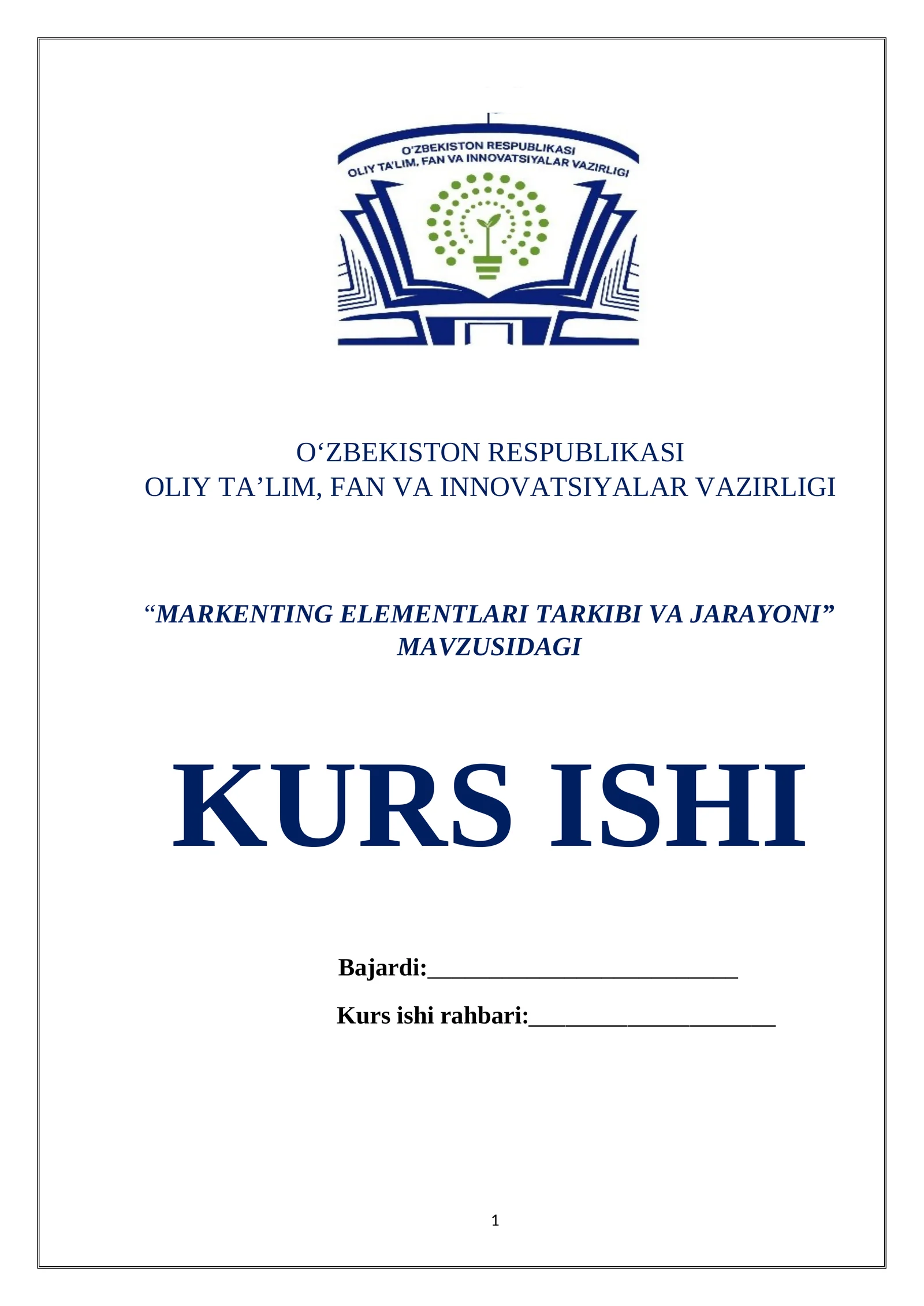 MARKETING ELEMENTLARI TARKIBI VA JARAYONI