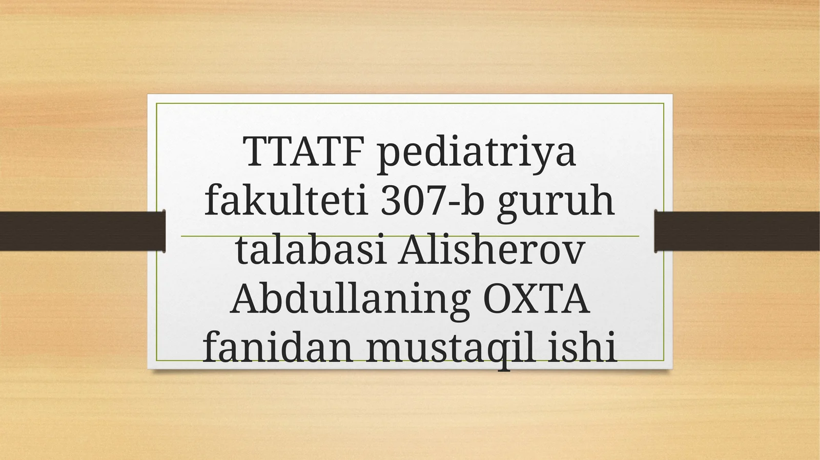 TTATF Pediatriya Fakulteti Talabalari Uchun O‘tkir Qorin Muammolari