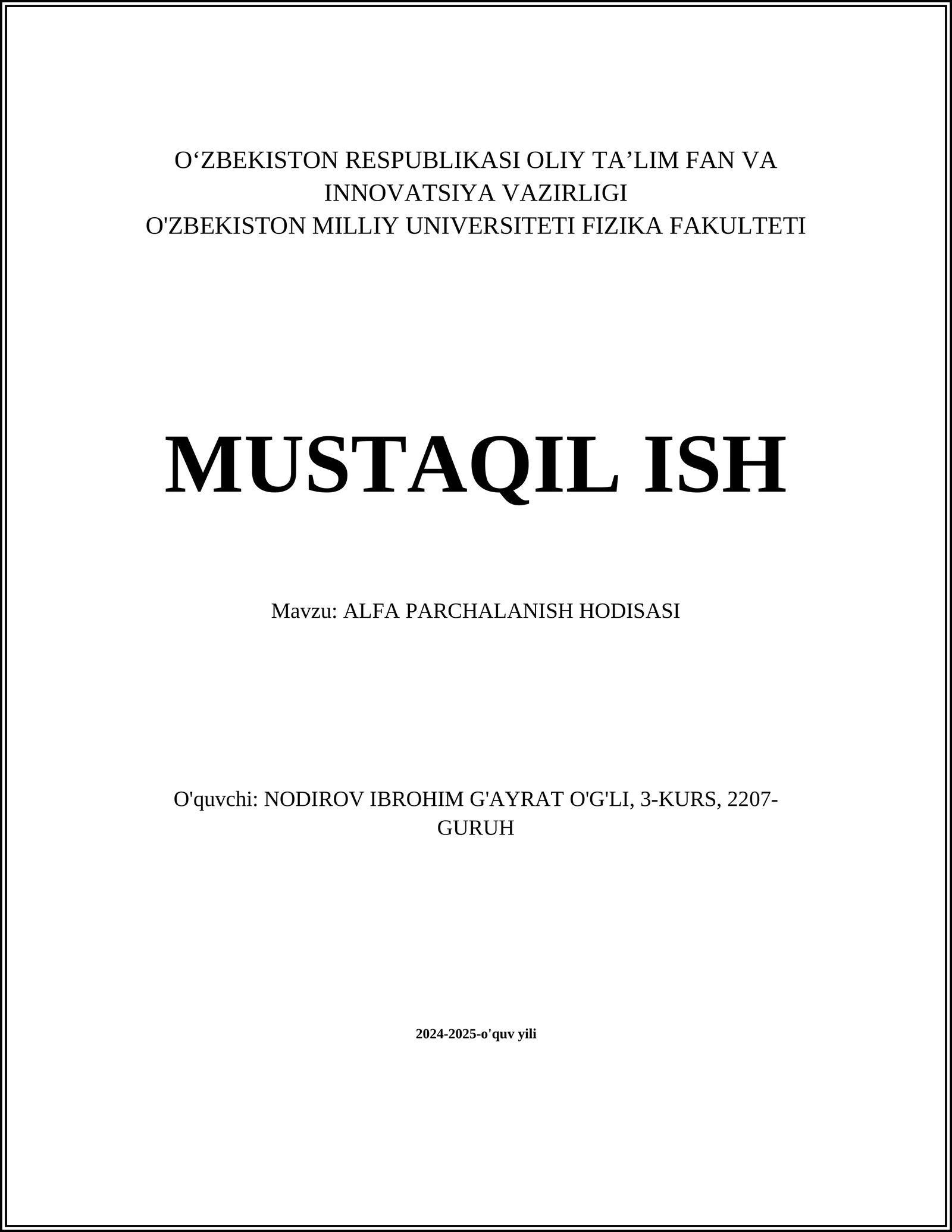 ALFA PARCHALANISH HODISASI