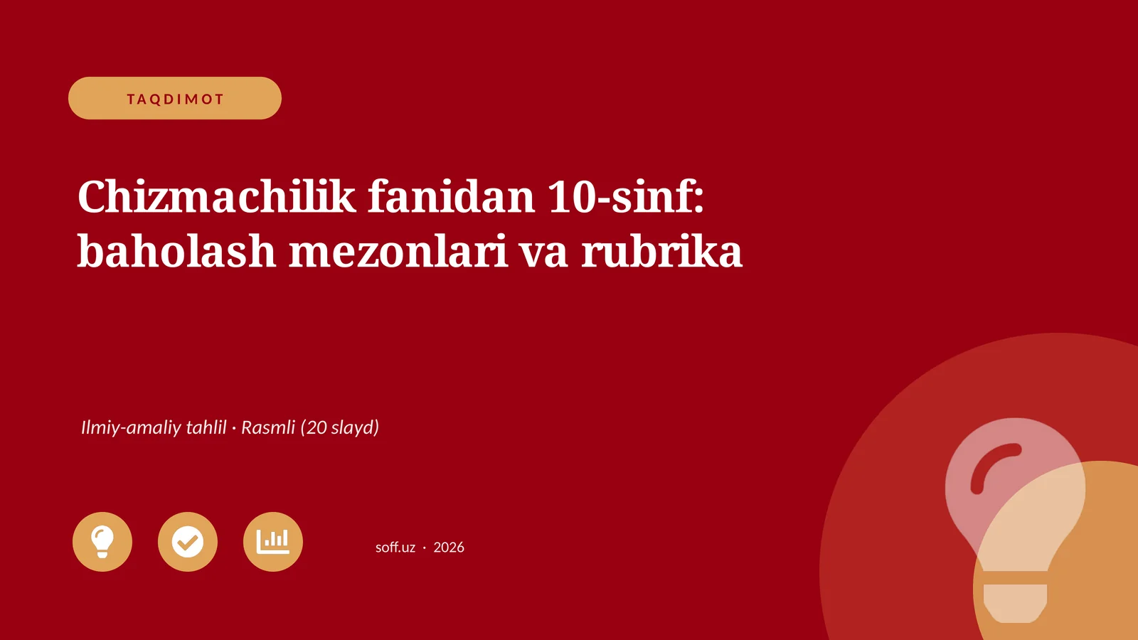 Chizmachilik fanidan 10-sinf: baholash mezonlari va rubrika