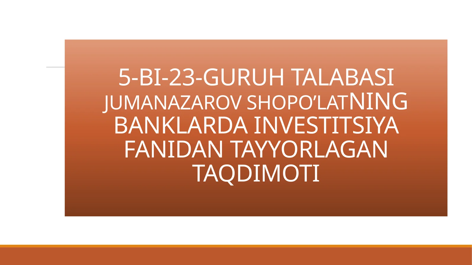 Banklarning investitsiya faoliyatida kapital qurilish