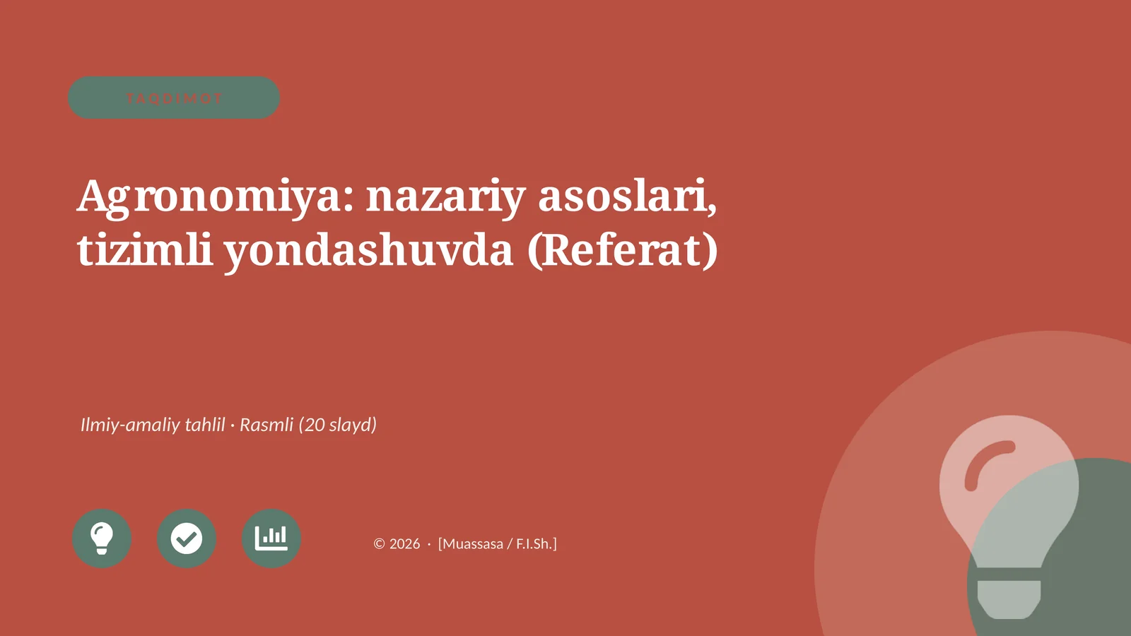 Agronomiya: nazariy asoslari, tizimli yondashuvda (Referat)
