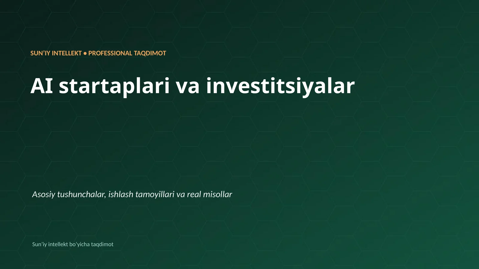 AI startaplari va investitsiyalar