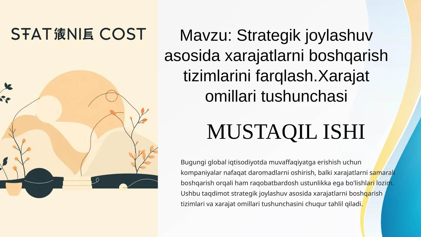 Strategik Joylashuv Asosida Xarajatlarni Boshqarish Tizimlari