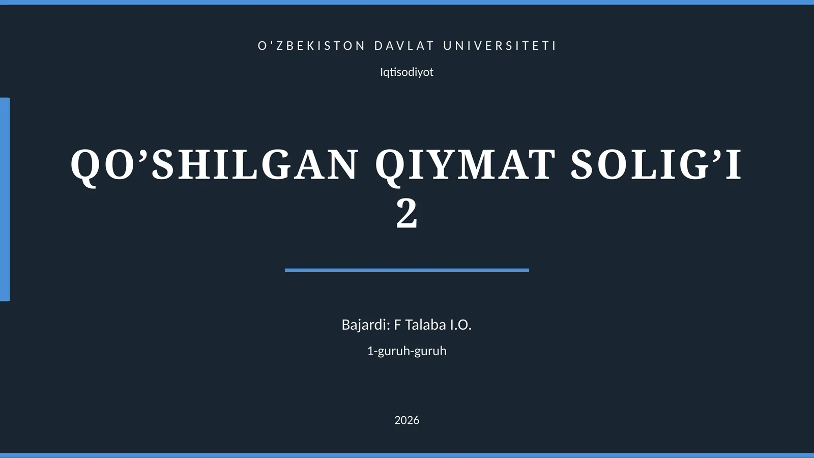 QO’SHILGAN QIYMAT SOLIG’I 2
