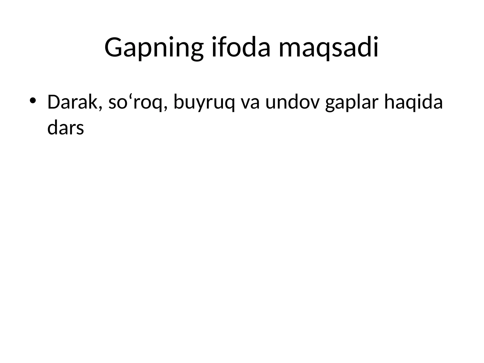 gapning ifoda maqsadi
