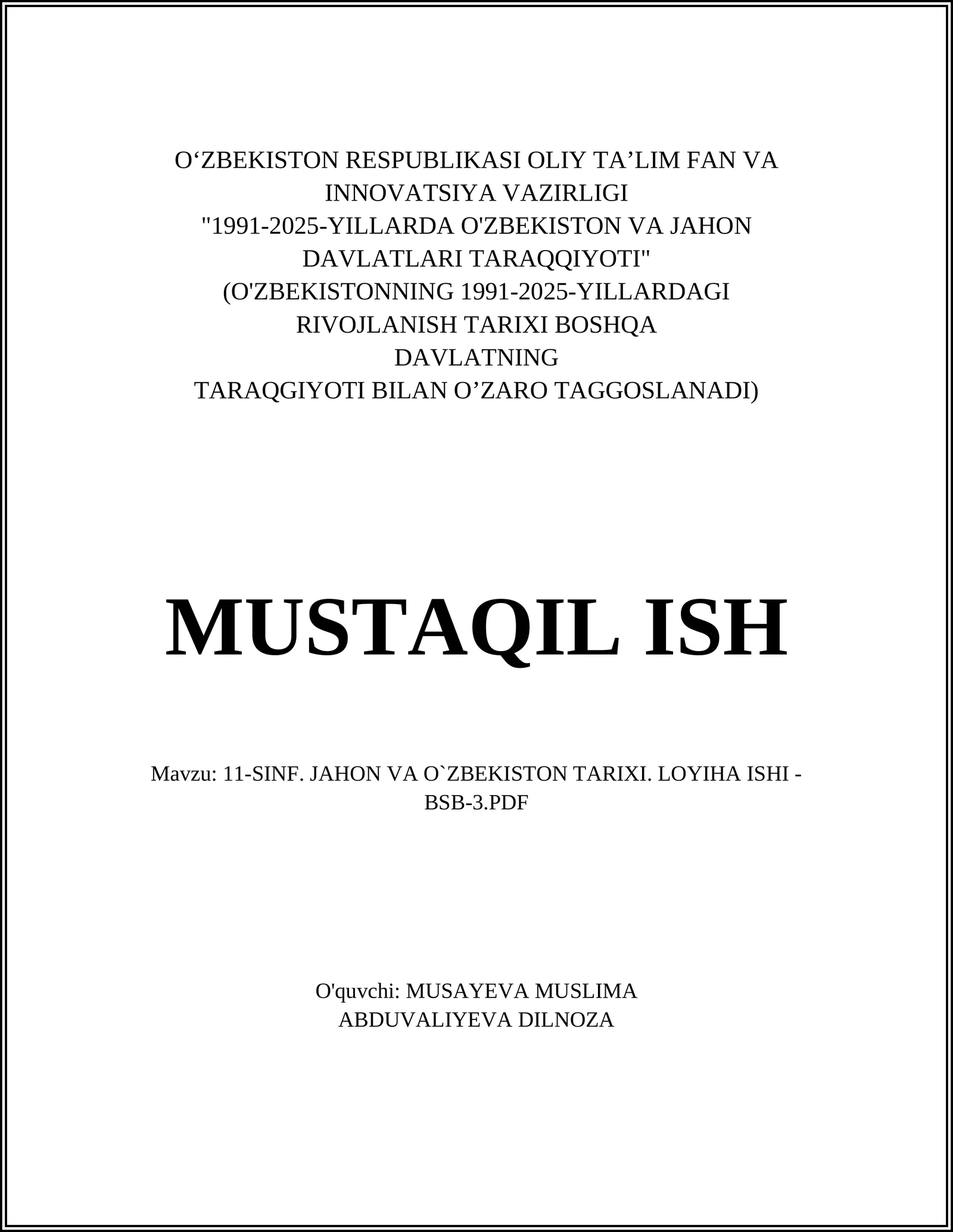 11-SINF. JAHON VA O`ZBEKISTON TARIXI. LOYIHA ISHI - BSB-3.PDF