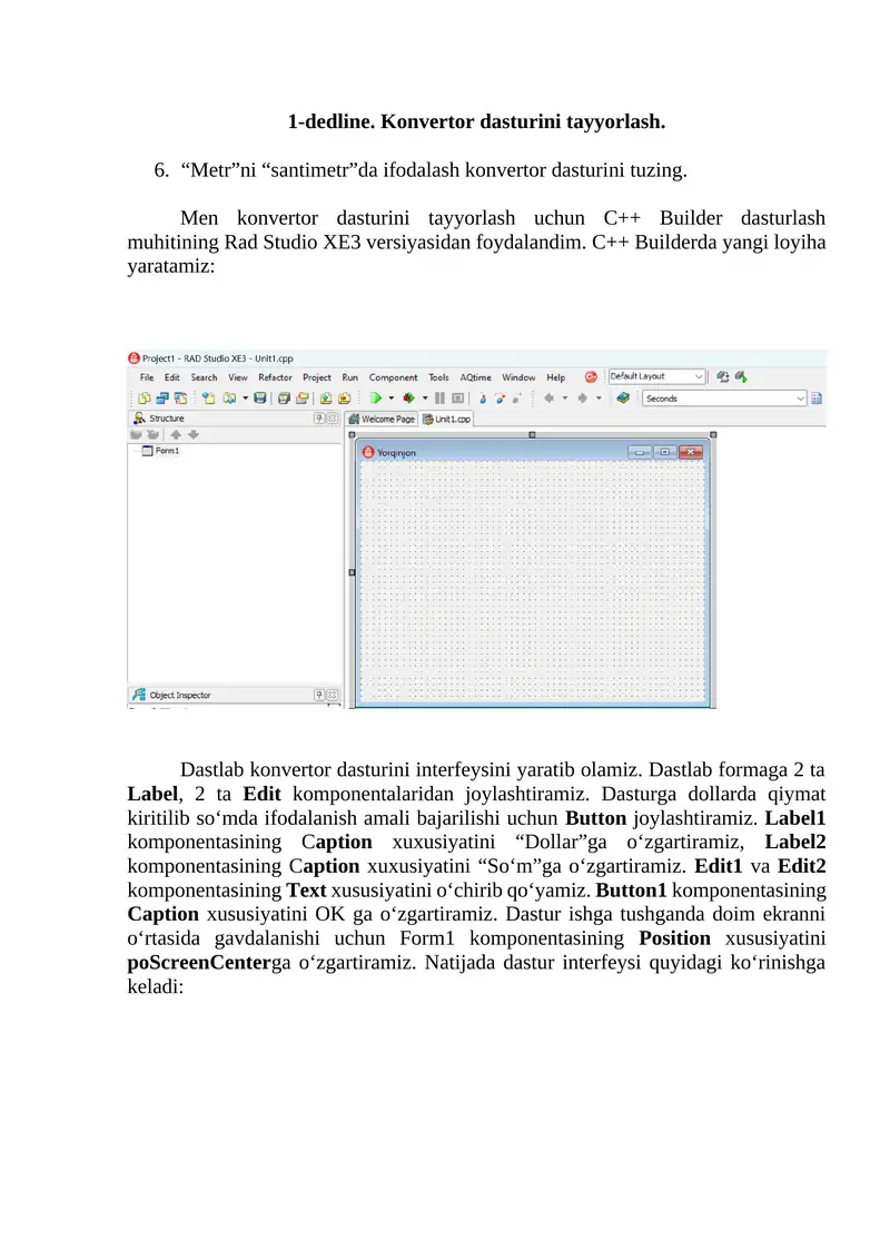 “Metr”ni “santimetr”da ifodalash konvertor dasturi