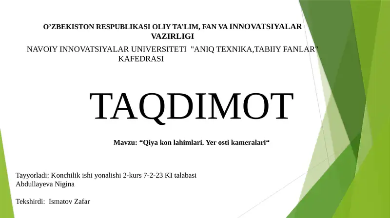 Qiyakon lahimlari.Yerosti kameralari