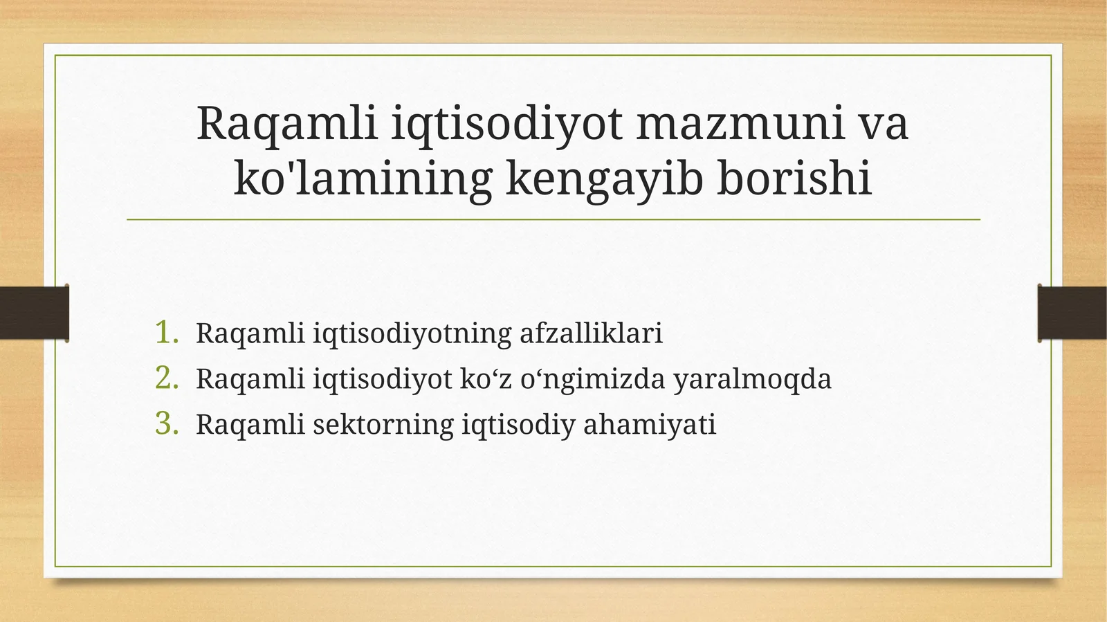 Raqamli iqtisodiyot mazmuni va ko'lamining kengayib borishi