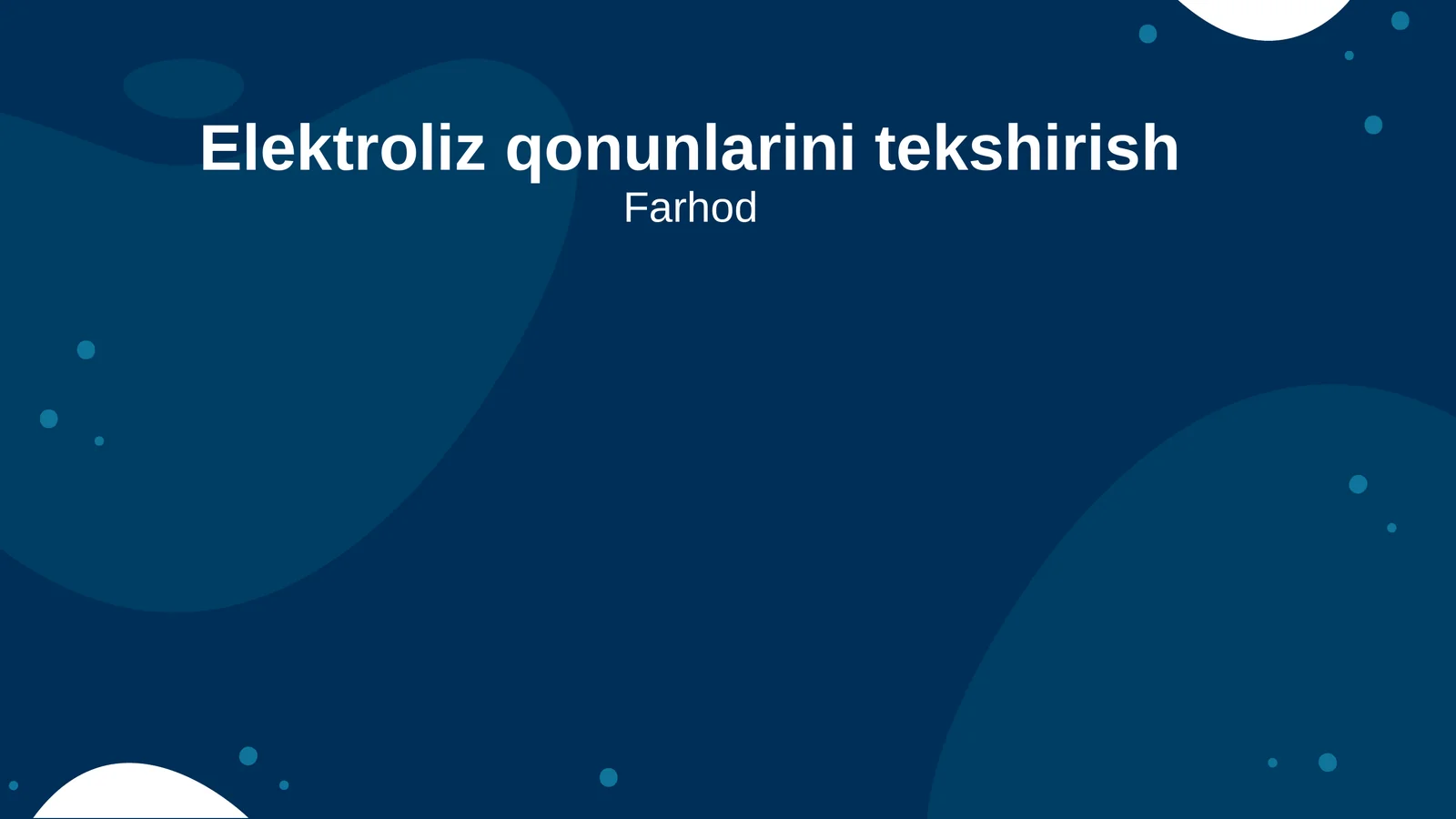 Elektroliz qonunlarini tekshirish