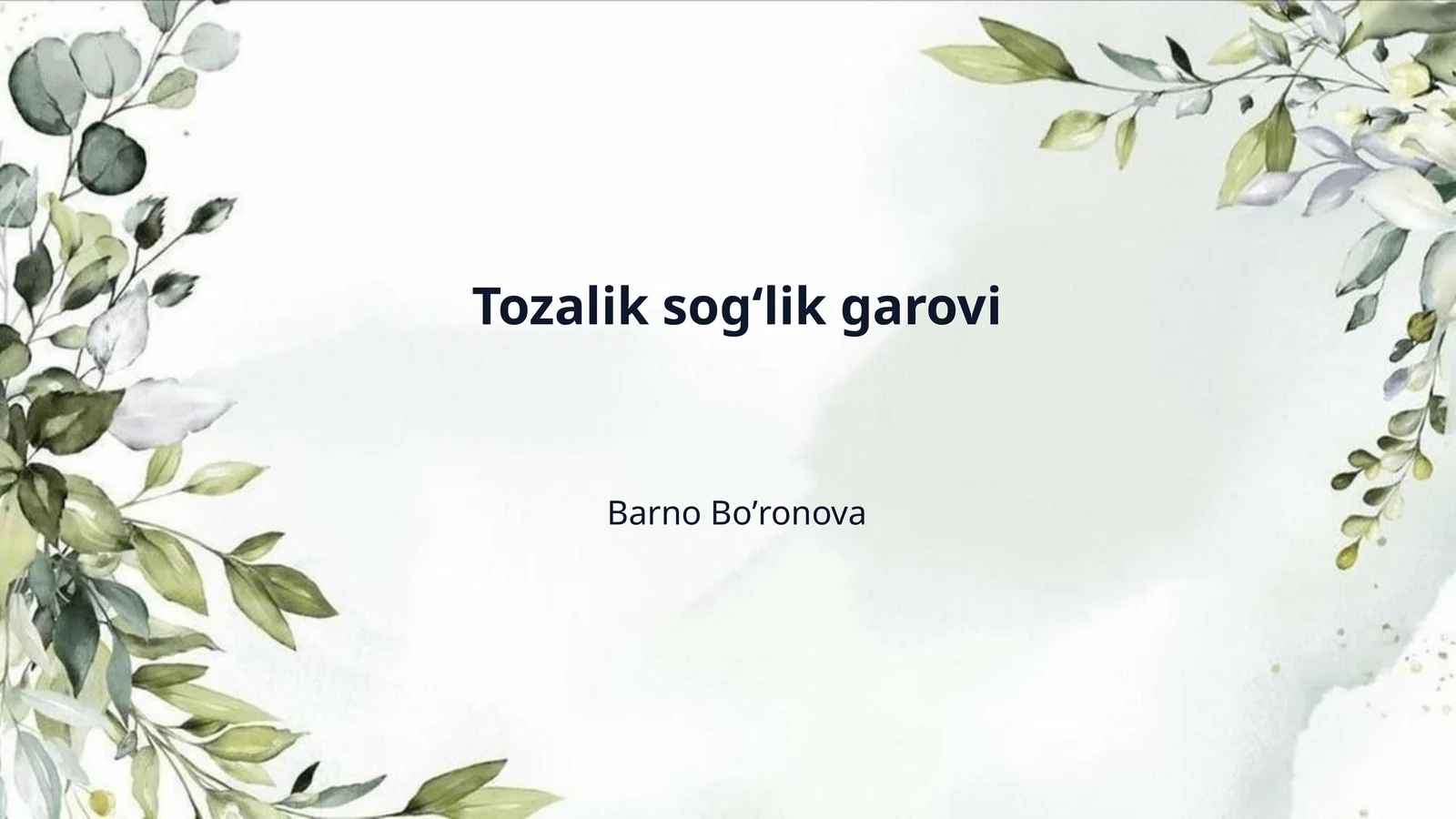Tozalik sogʻlik garovi
