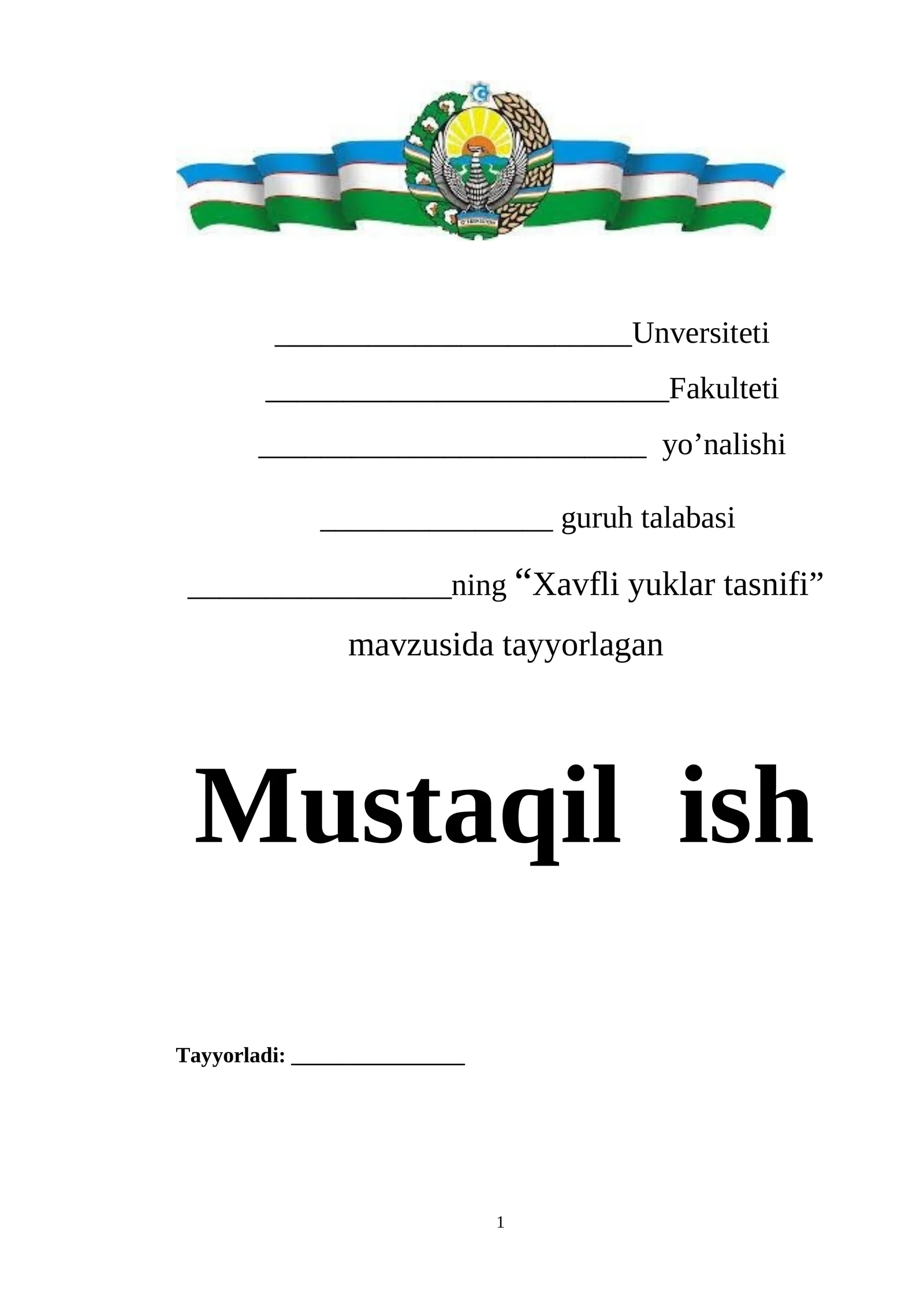 Xavfli yuklar tasnifi