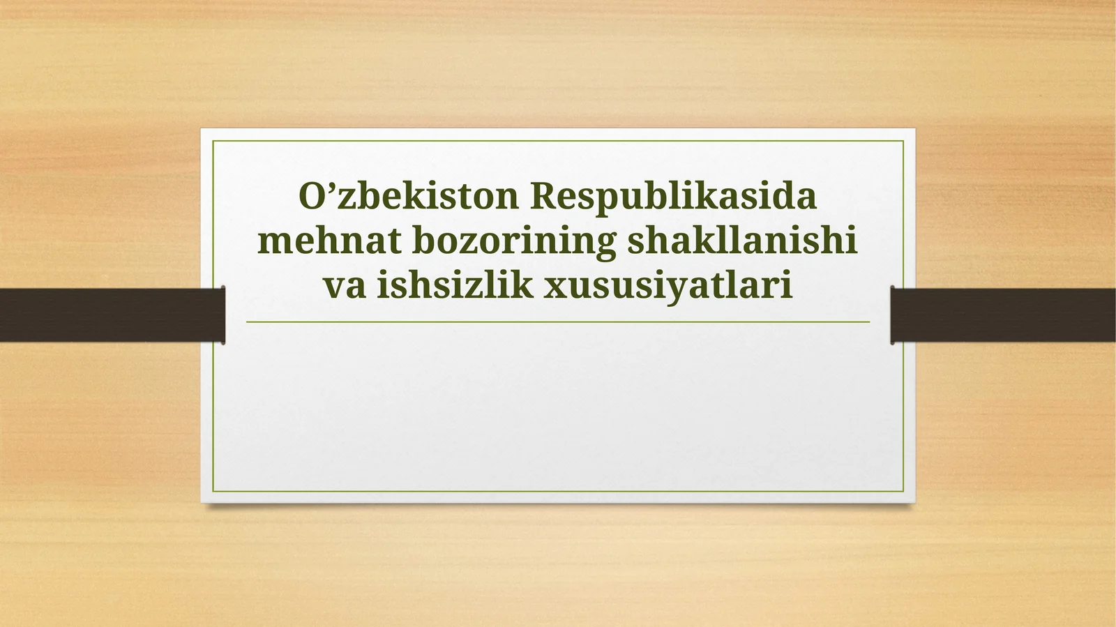 O’zbekiston Respublikasida mehnat bozorining shakllanishi va ishsizlik xususiyatlari