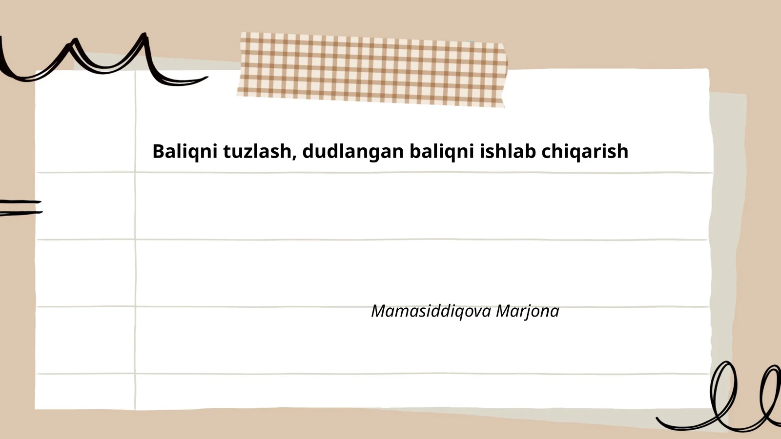 Baliqni tanlash va sifat nazorati