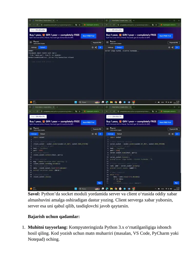 Python Server-Client Chat Application