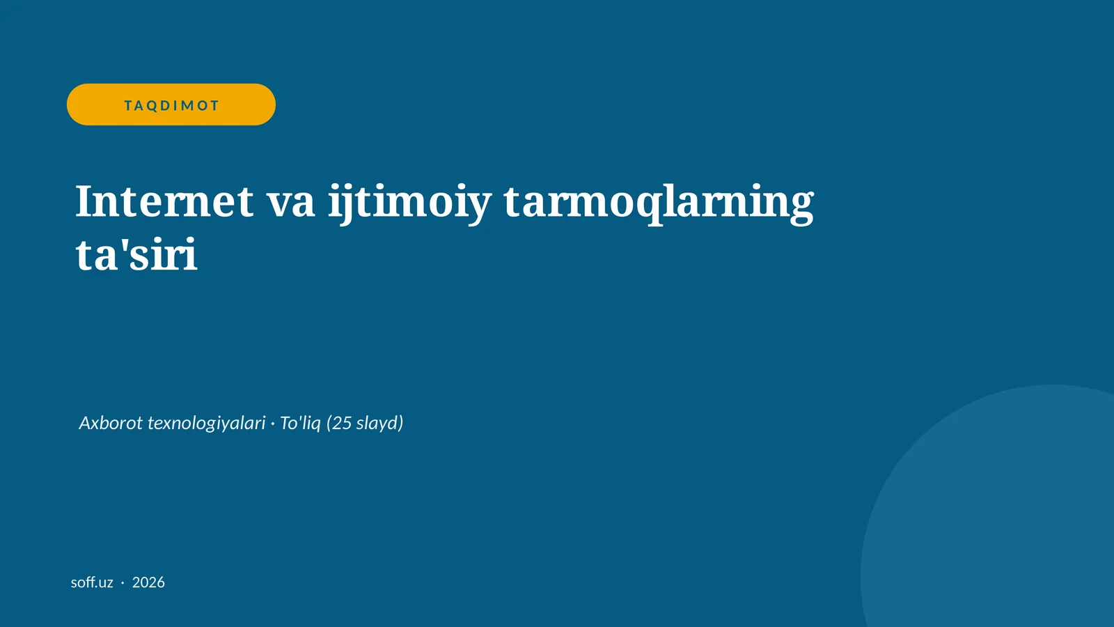 Internet va ijtimoiy tarmoqlarning ta'siri
