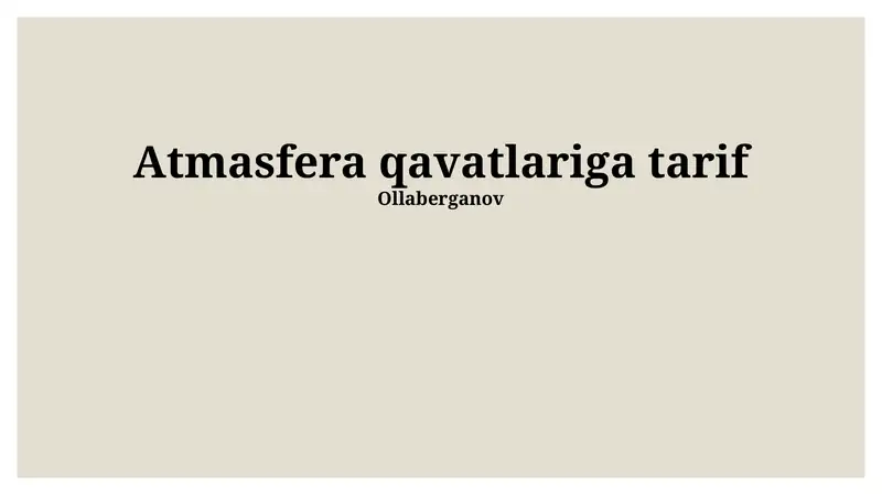 Atmasfera qavatlariga tarif