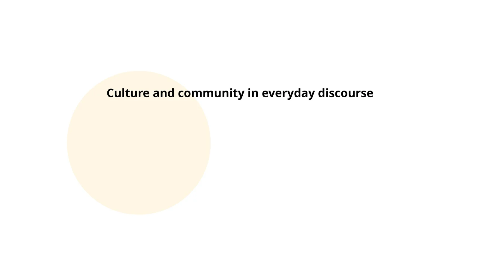 Culture and Community in Everyday Discourse