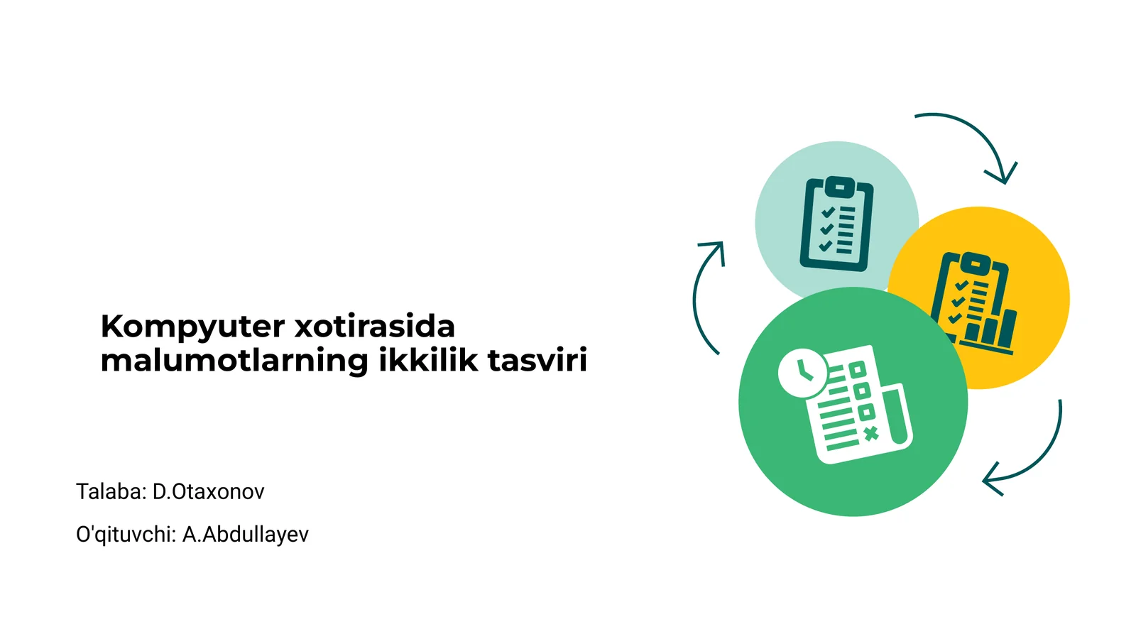 Kompyuter xotirasida malumotlarning ikkilik tasviri