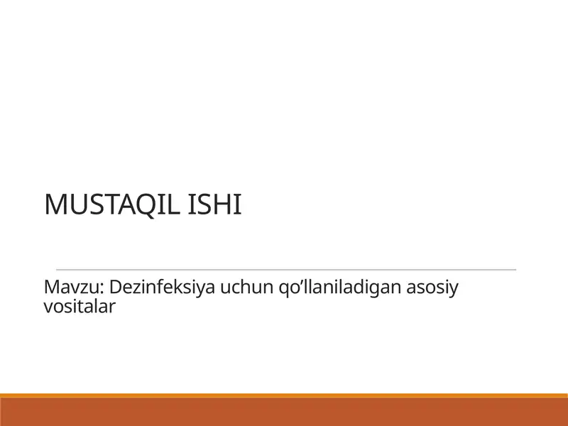 Dezinfeksiya uchun qo'llaniladigan vositalar