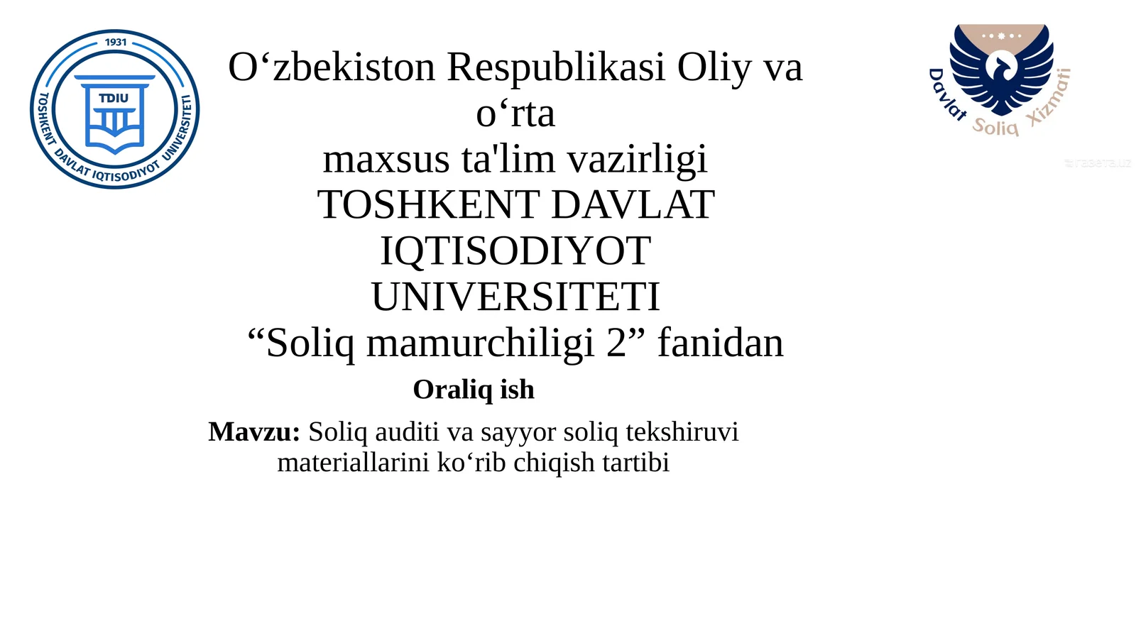 Soliq audit va sayyor soliq tekshiruv materiallarini koʻrib chiqish tartibi