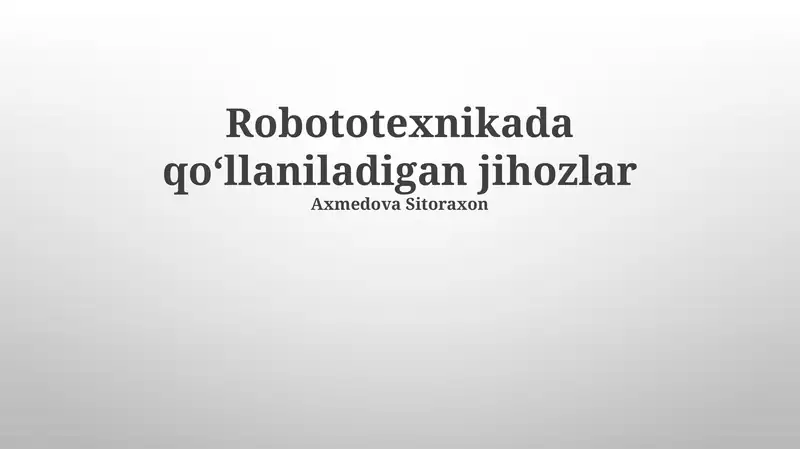 Robototexnikada qoʻllaniladigan jihozlar