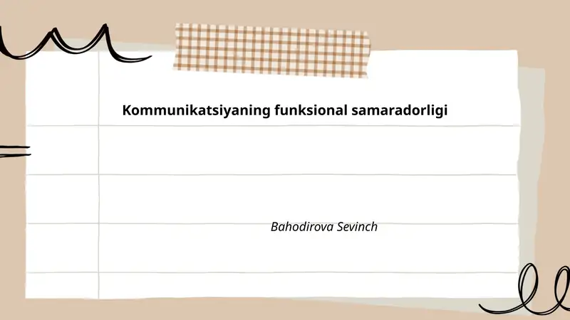 Kommunikatsiyaning funksional samaradorligi
