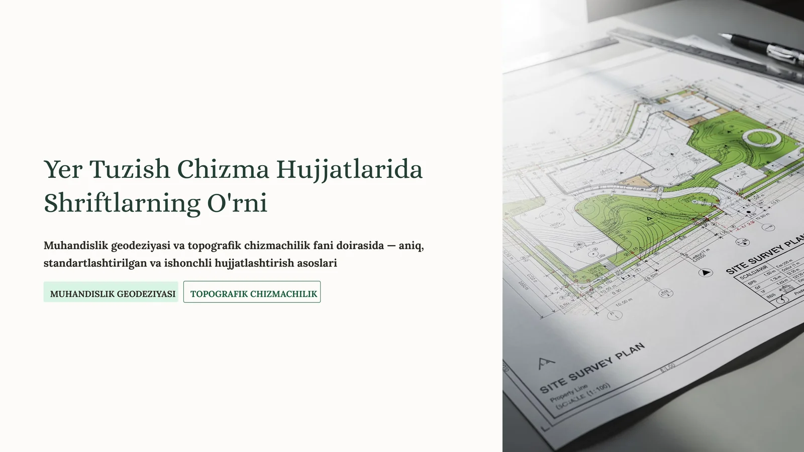 Muhandislik Geodeziyasi va Topografik Chizmachilik Fani Tushunchalari